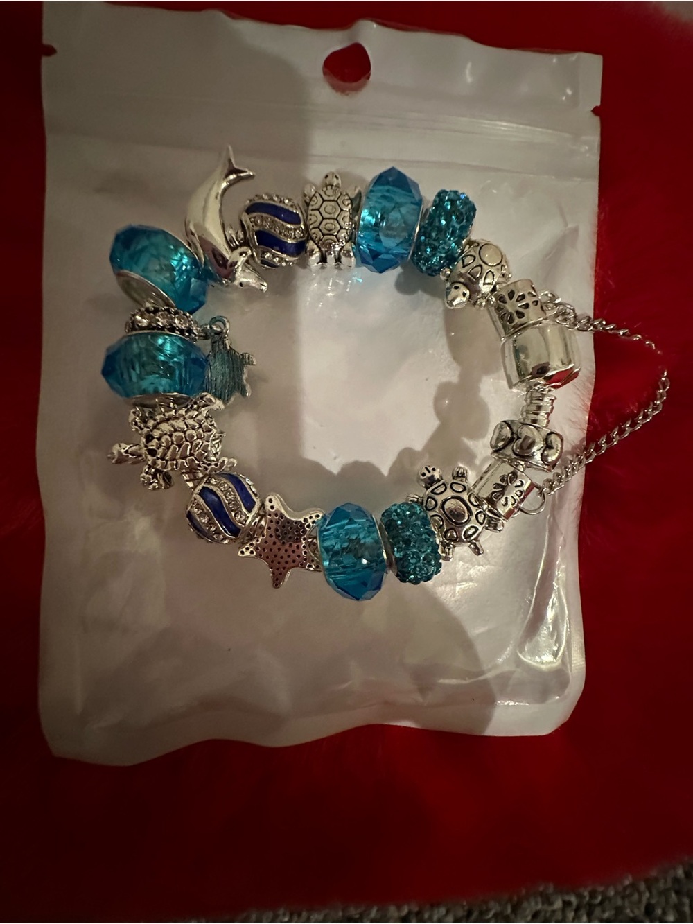 Silver-Tone Blue Crystal Charm Bracelet & Earrings Set - Picture 3 of 5
